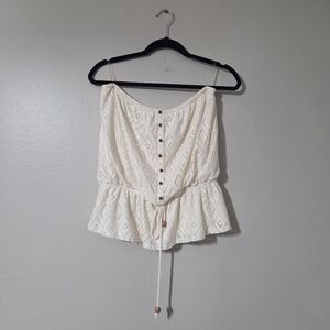 Rewind Ivory XL Sleeveless  Tube Top With Tie Front Fully Lined